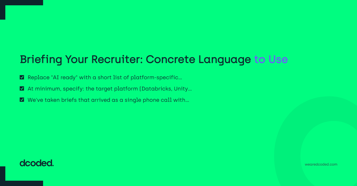 Briefing Your Recruiter: Concrete Language to Use — dcoded. Manchester tech recruitment